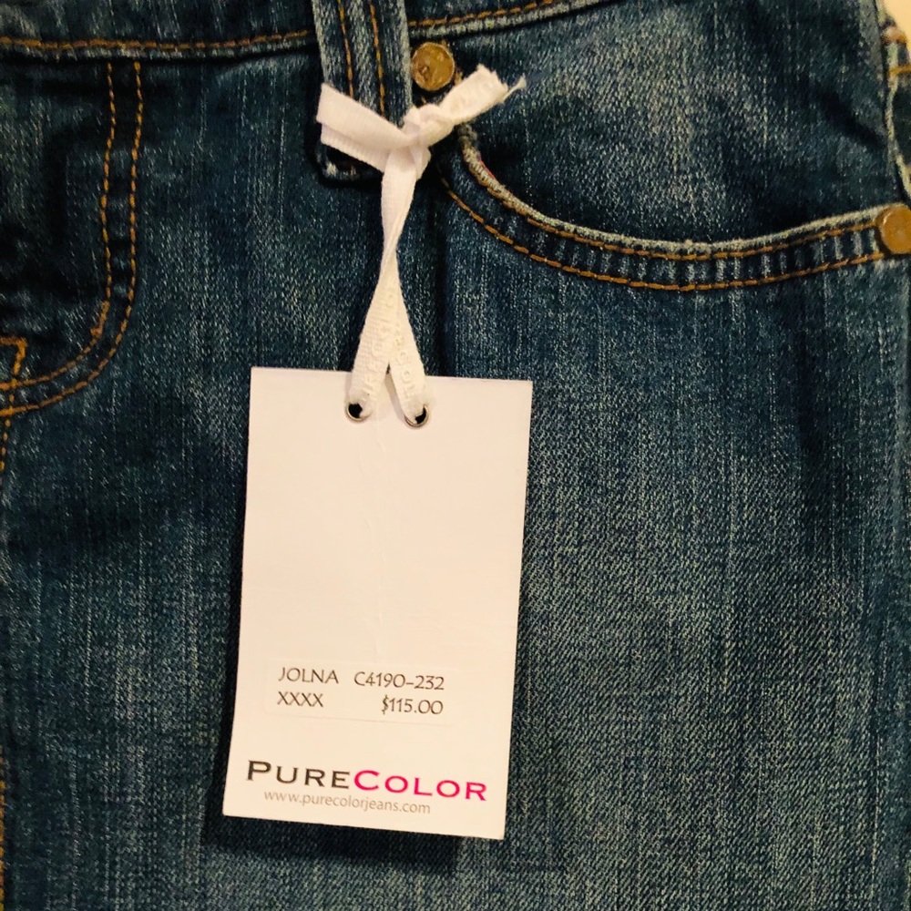 Pure Color Boutique Denim Midi Skirt NWT Dark Wash Jean Skirt Vogue - Picture 4 of 15
